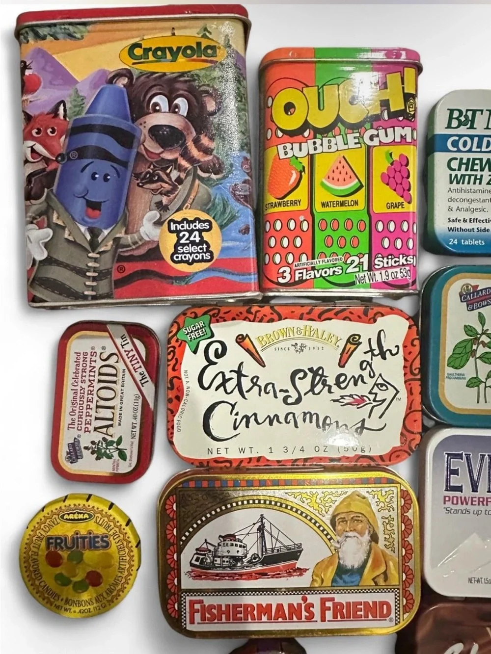 Assorted Mint & Candy Tin Collection - Colorful Retro Mix